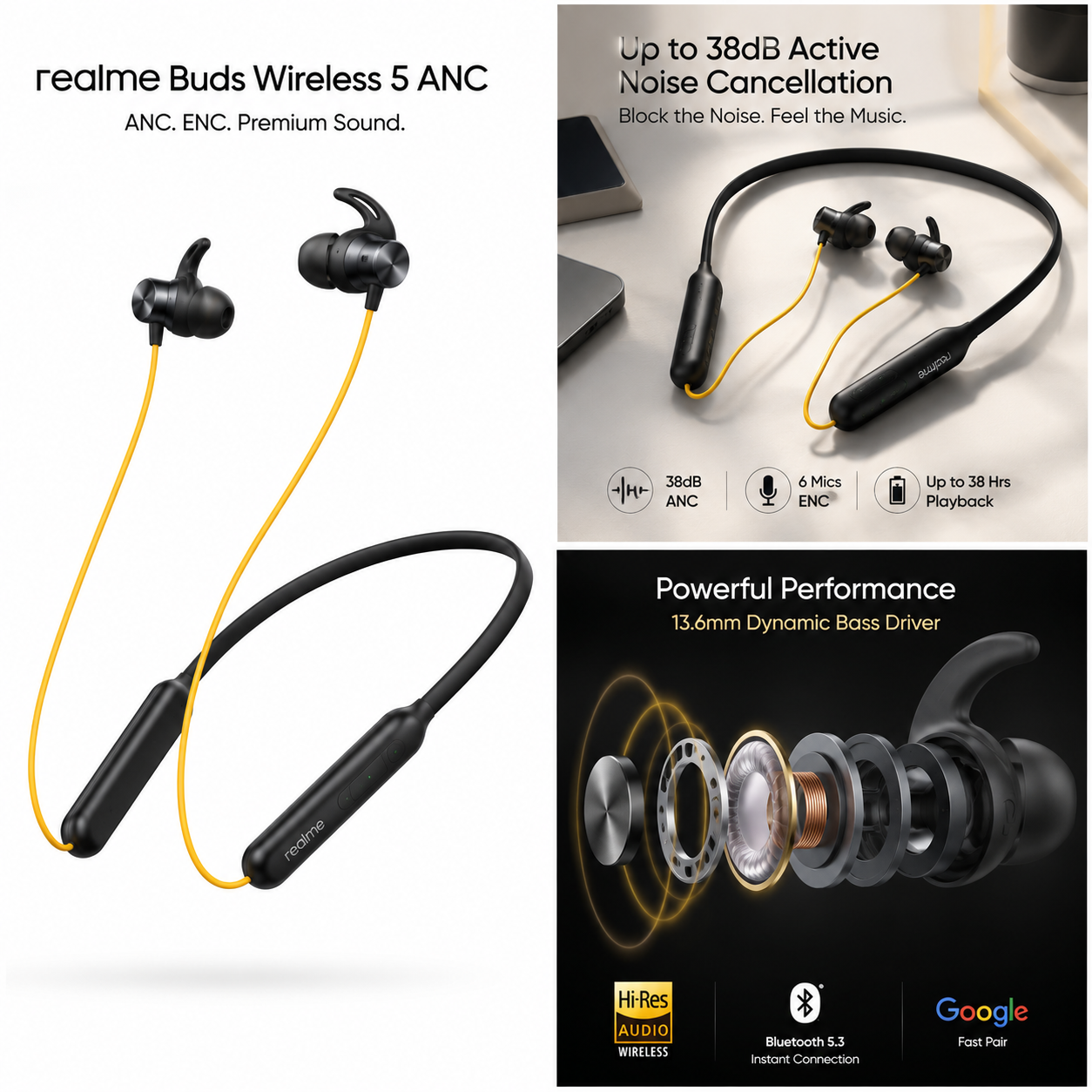 RealmeBudsWireless5ANC Realme Buds Wireless 5 ANC Bluetooth Neckband