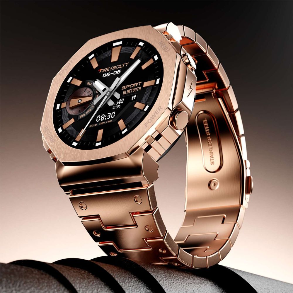 22 Fire-Boltt Obsidian 33.5mm (1.3 inch) AMOLED, Bluetooth Calling, Stainless Steel Design Smartwatch - Image 1
