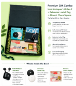 Premium Tech Gift Combo – boAt Airdopes + Zebronics  Smart Tracking Tag +  Almond Chocolate - Image 3